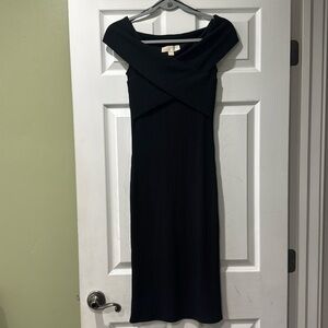 Michael Kors Ribbed Off Shoulder Midi Dress